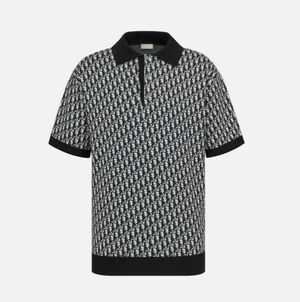Dior Monogram Knit Navy Polo Shirt